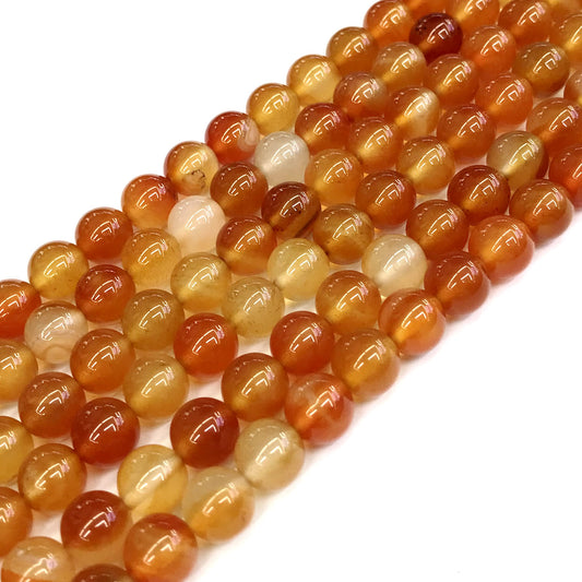 CAG268 Red Agate Beads Smooth Round 8mm 15" Strand