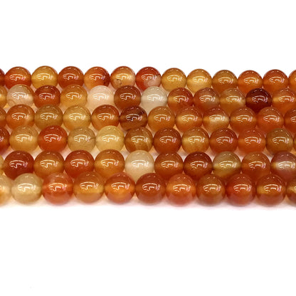 CAG268 Red Agate Beads Smooth Round 8mm 15" Strand