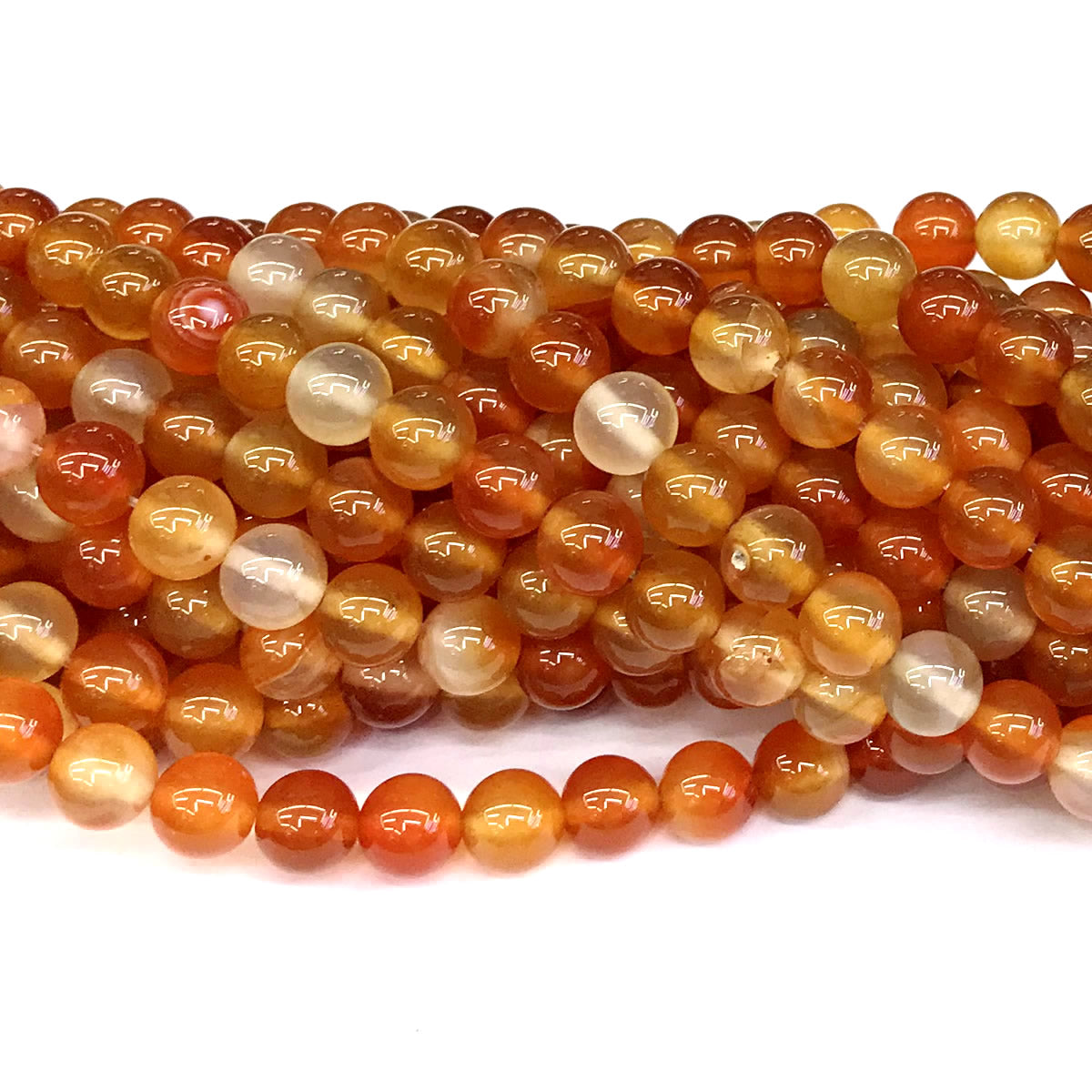 CAG268 Red Agate Beads Smooth Round 8mm 15" Strand