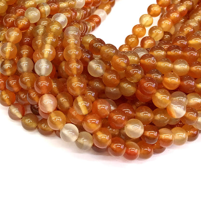 CAG268 Red Agate Beads Smooth Round 8mm 15" Strand