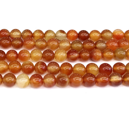 CAG269 Red Agate Beads Smooth Round 10mm 15" Strand