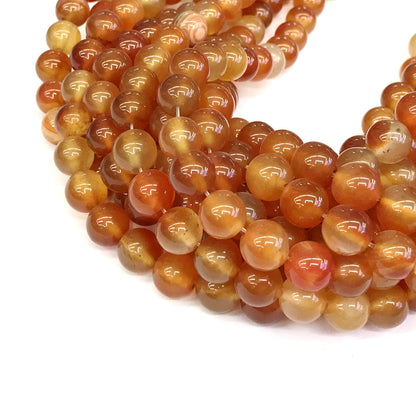 CAG269 Red Agate Beads Smooth Round 10mm 15" Strand