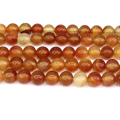 CAG270 Red Agate Beads Smooth Round 12mm 15" Strand