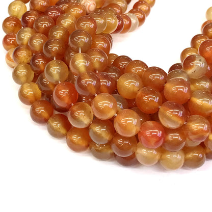 CAG270 Red Agate Beads Smooth Round 12mm 15" Strand