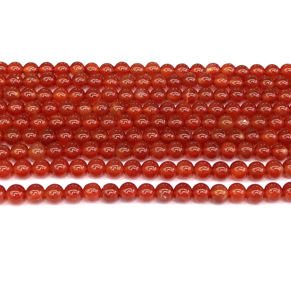 CAG274 Red Agate Beads Smooth Round 4mm 15" Strand