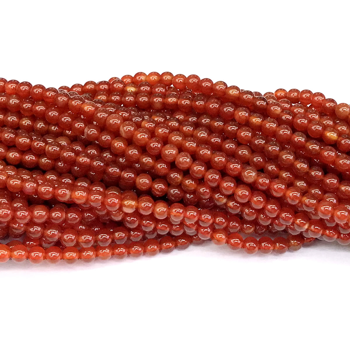 CAG274 Red Agate Beads Smooth Round 4mm 15" Strand