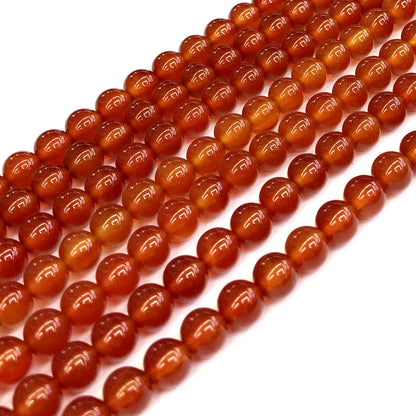 CAG275 Red Agate Beads Smooth Round 6mm 15" Strand