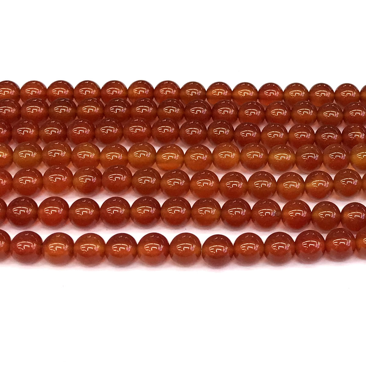 CAG275 Red Agate Beads Smooth Round 6mm 15" Strand