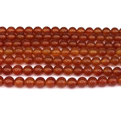 CAG275 Red Agate Beads Smooth Round 6mm 15" Strand