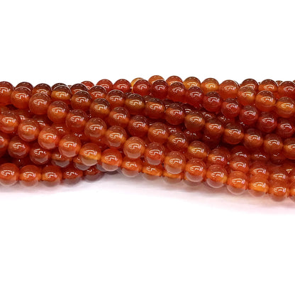 CAG275 Red Agate Beads Smooth Round 6mm 15" Strand