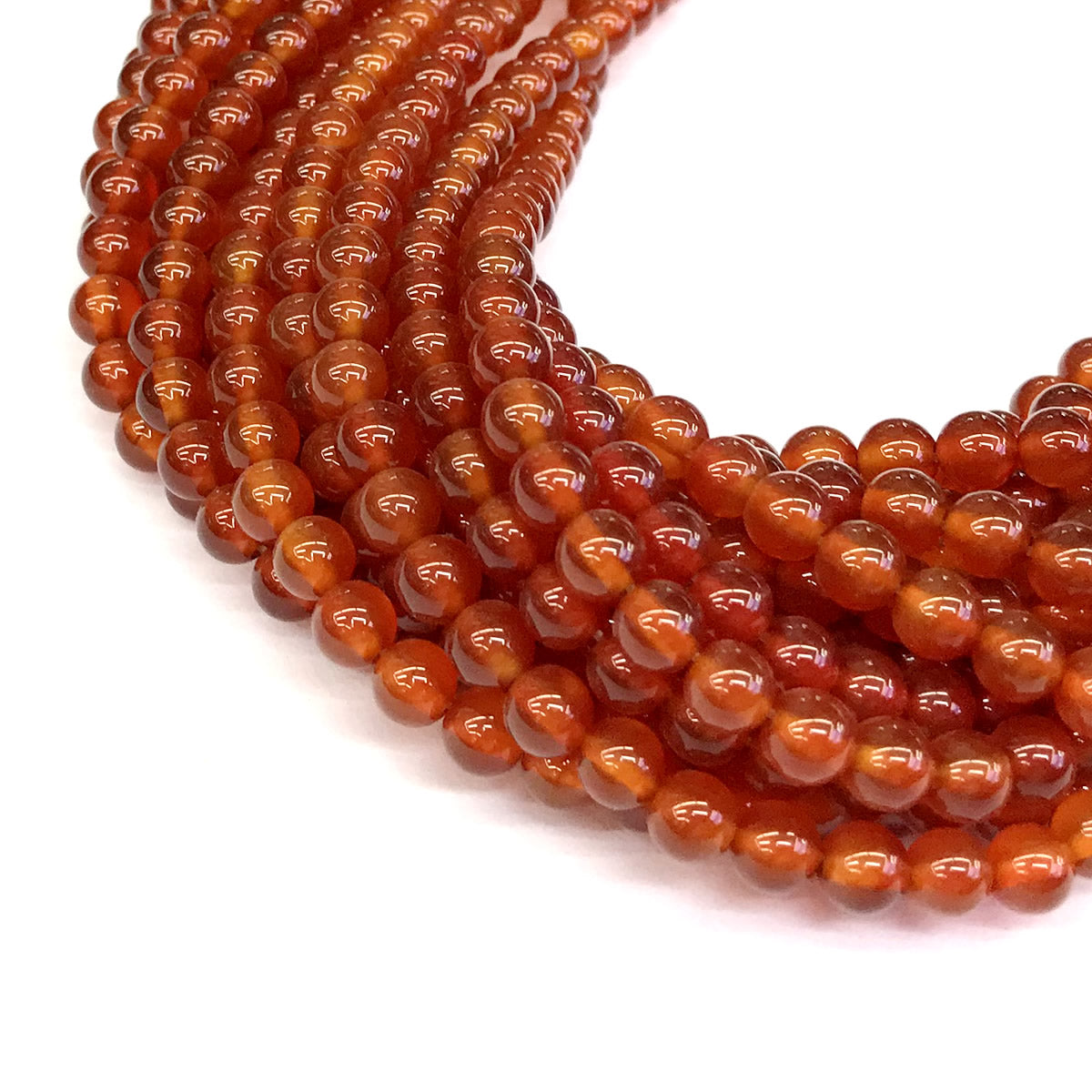 CAG275 Red Agate Beads Smooth Round 6mm 15" Strand