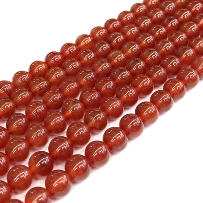 CAG276 Red Agate Beads Smooth Round 8mm 15" Strand