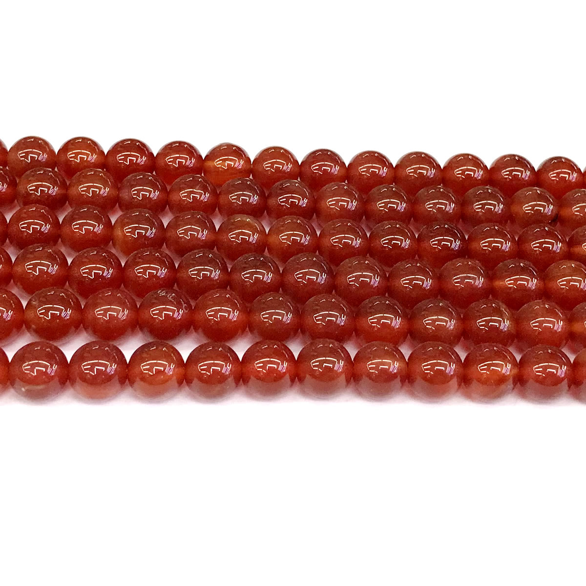 CAG276 Red Agate Beads Smooth Round 8mm 15" Strand