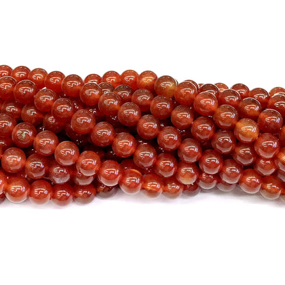 CAG276 Red Agate Beads Smooth Round 8mm 15" Strand