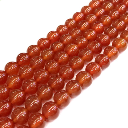 CAG277 Red Agate Beads Smooth Round 10mm 15" Strand