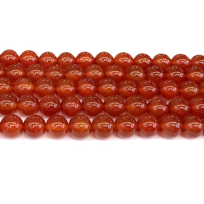 CAG277 Red Agate Beads Smooth Round 10mm 15" Strand