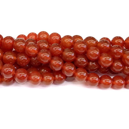 CAG277 Red Agate Beads Smooth Round 10mm 15" Strand