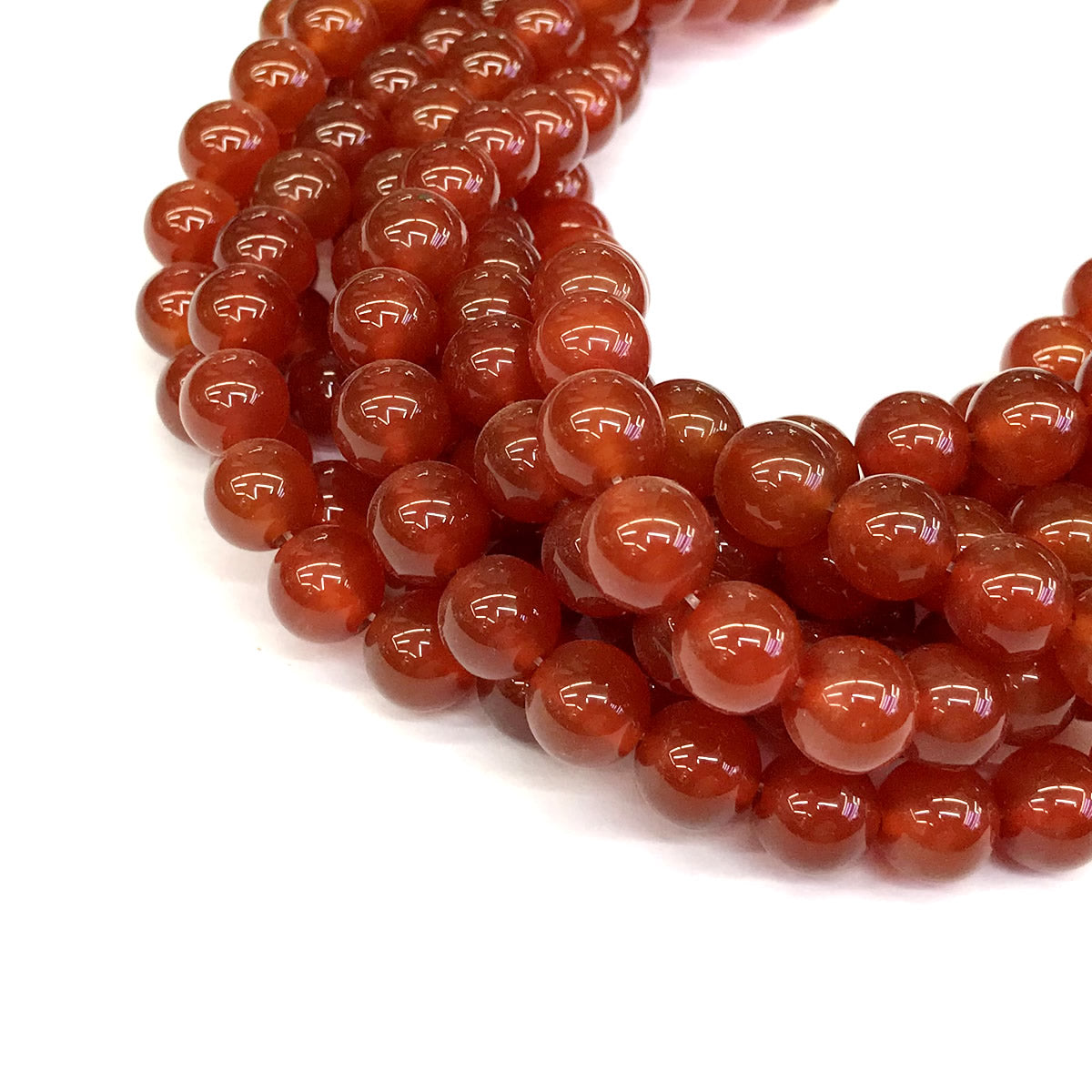 CAG277 Red Agate Beads Smooth Round 10mm 15" Strand