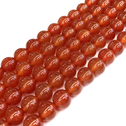 CAG278 Red Agate Beads Smooth Round 12mm 15" Strand