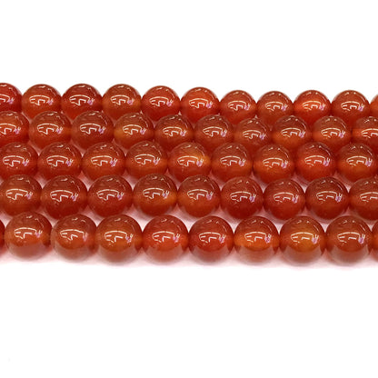 CAG278 Red Agate Beads Smooth Round 12mm 15" Strand