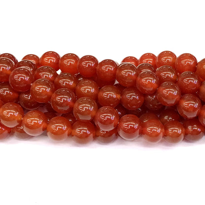 CAG278 Red Agate Beads Smooth Round 12mm 15" Strand