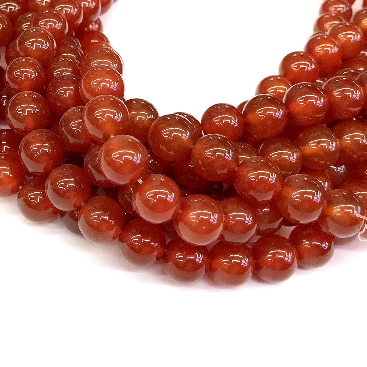 CAG278 Red Agate Beads Smooth Round 12mm 15" Strand