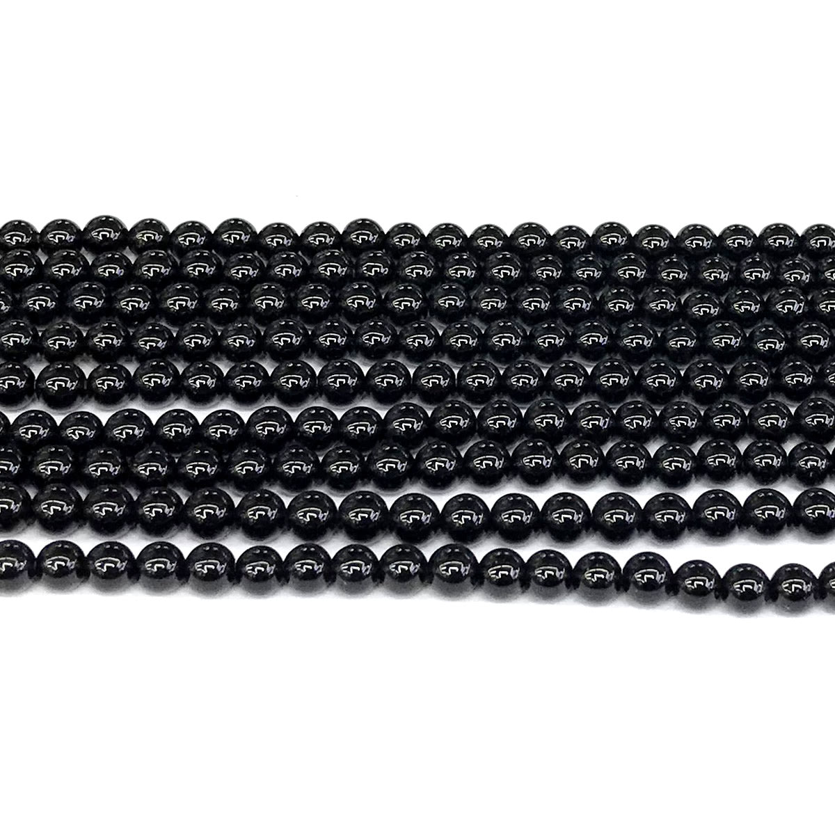 CAG282 Black Agate Beads Smooth Round 4mm 15" Strand