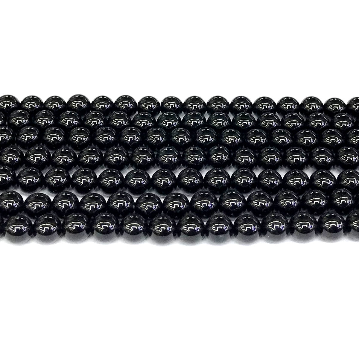 CAG283 Black Agate Beads Smooth Round 6mm 15" Strand