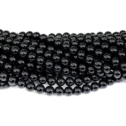 CAG283 Black Agate Beads Smooth Round 6mm 15" Strand