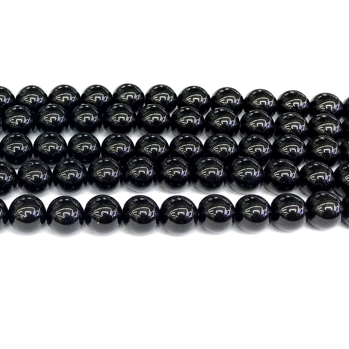 CAG285 Black Agate Beads Smooth Round 10mm 15" Strand