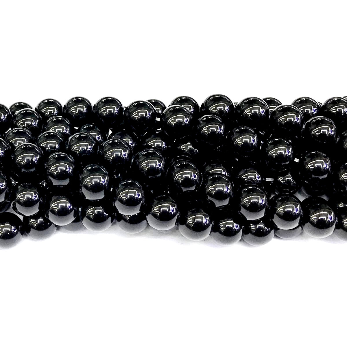 CAG285 Black Agate Beads Smooth Round 10mm 15" Strand