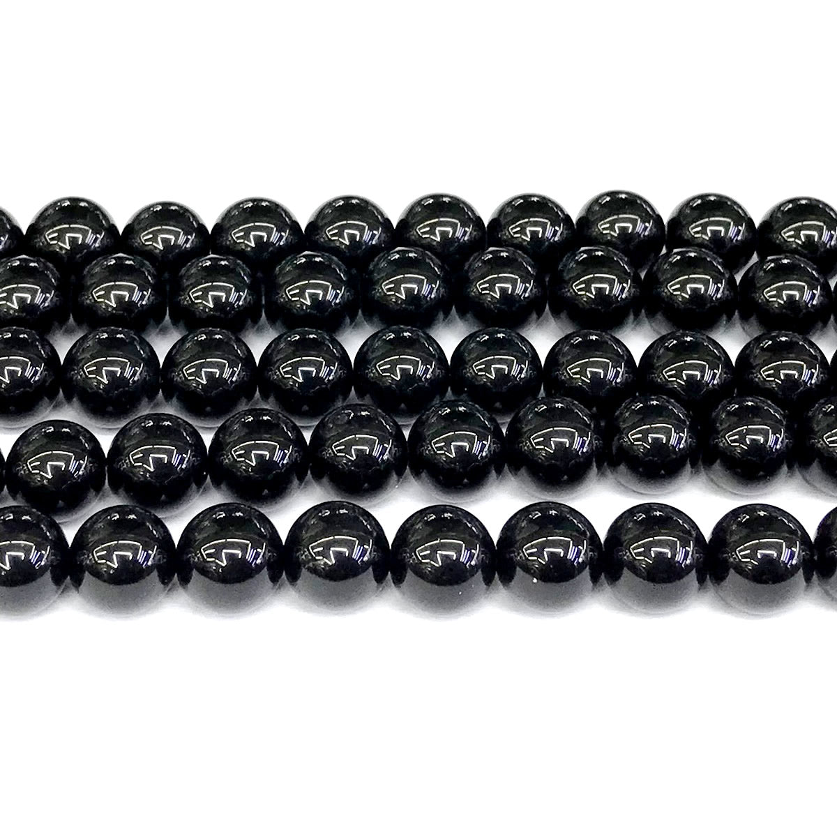 CAG287 Black Agate Beads Smooth Round 14mm 15" Strand