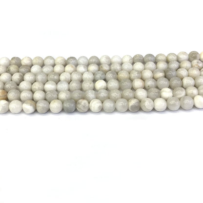 CAG291 White Crazy Lace Agate Beads Smooth Round 4mm 15" Strand