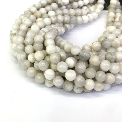 CAG291 White Crazy Lace Agate Beads Smooth Round 4mm 15" Strand