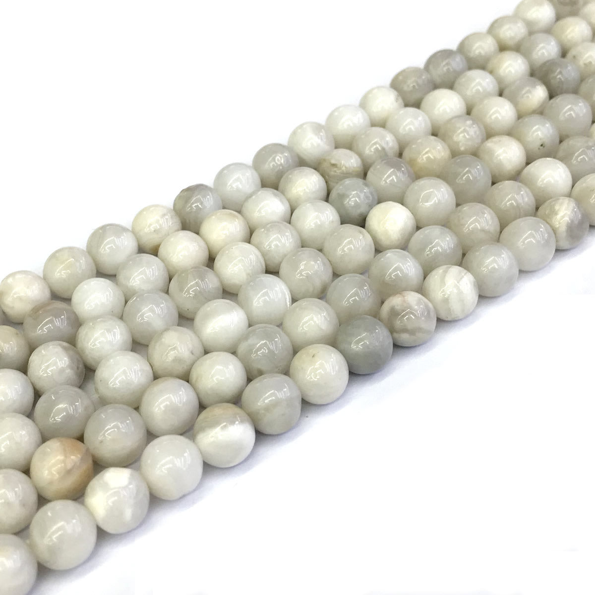 CAG292 White Crazy Lace Agate Beads Smooth Round 6mm 15" Strand