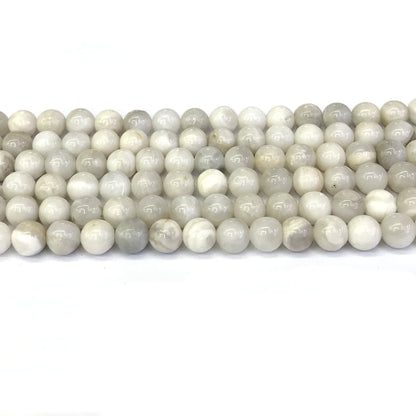 CAG292 White Crazy Lace Agate Beads Smooth Round 6mm 15" Strand