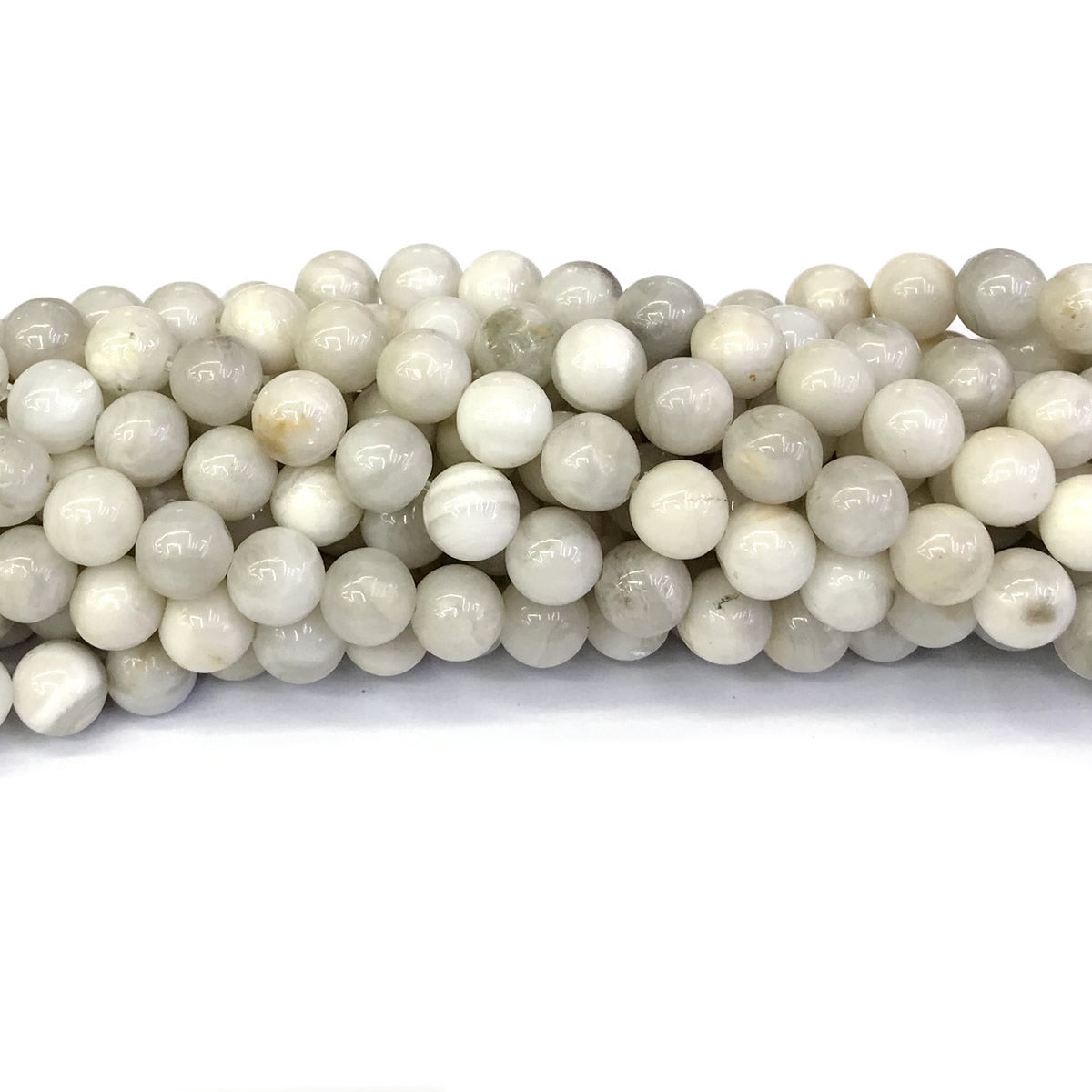 CAG292 White Crazy Lace Agate Beads Smooth Round 6mm 15" Strand