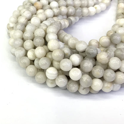 CAG292 White Crazy Lace Agate Beads Smooth Round 6mm 15" Strand