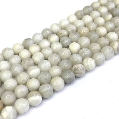 CAG293 White Crazy Lace Agate Beads Smooth Round 8mm 15" Strand