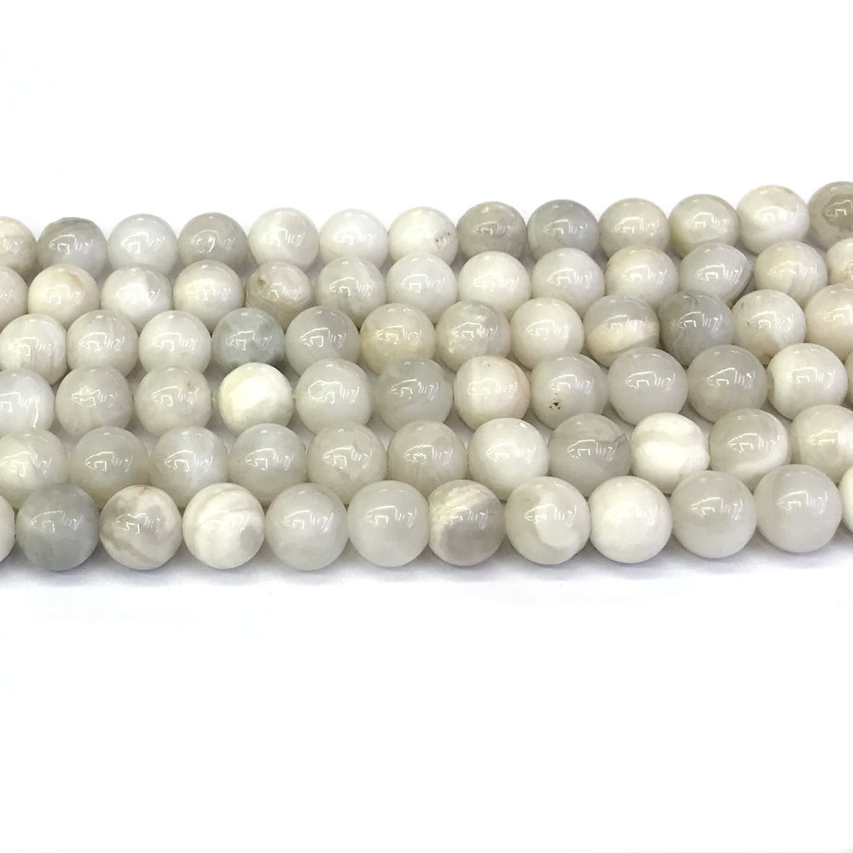 CAG293 White Crazy Lace Agate Beads Smooth Round 8mm 15" Strand