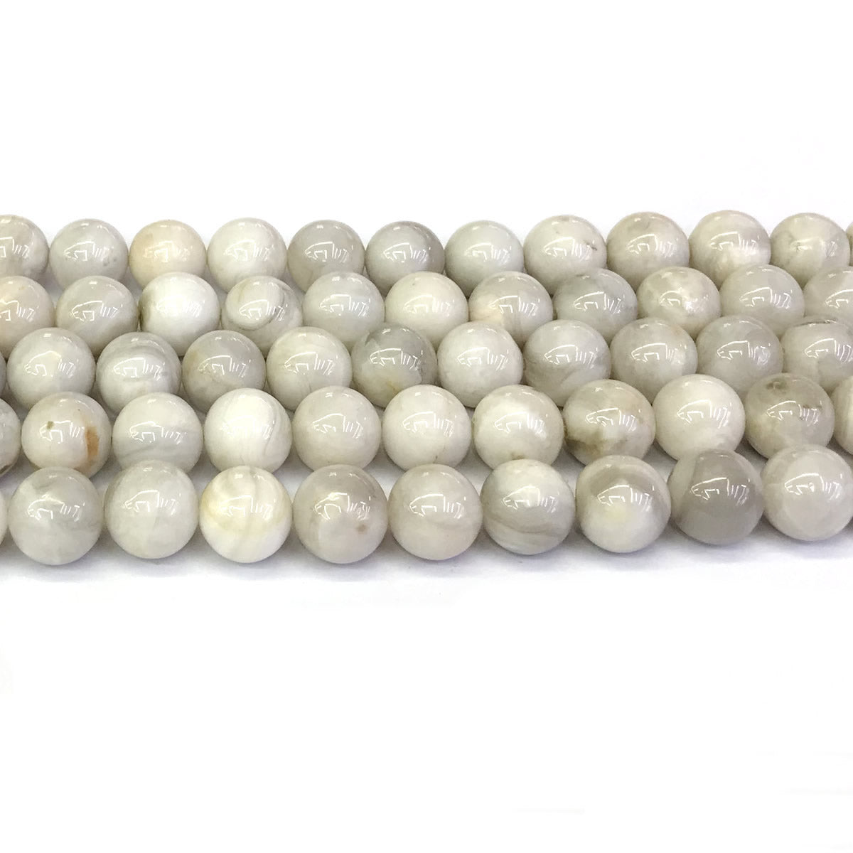 CAG294 White Crazy Lace Agate Beads Smooth Round 10mm 15" Strand