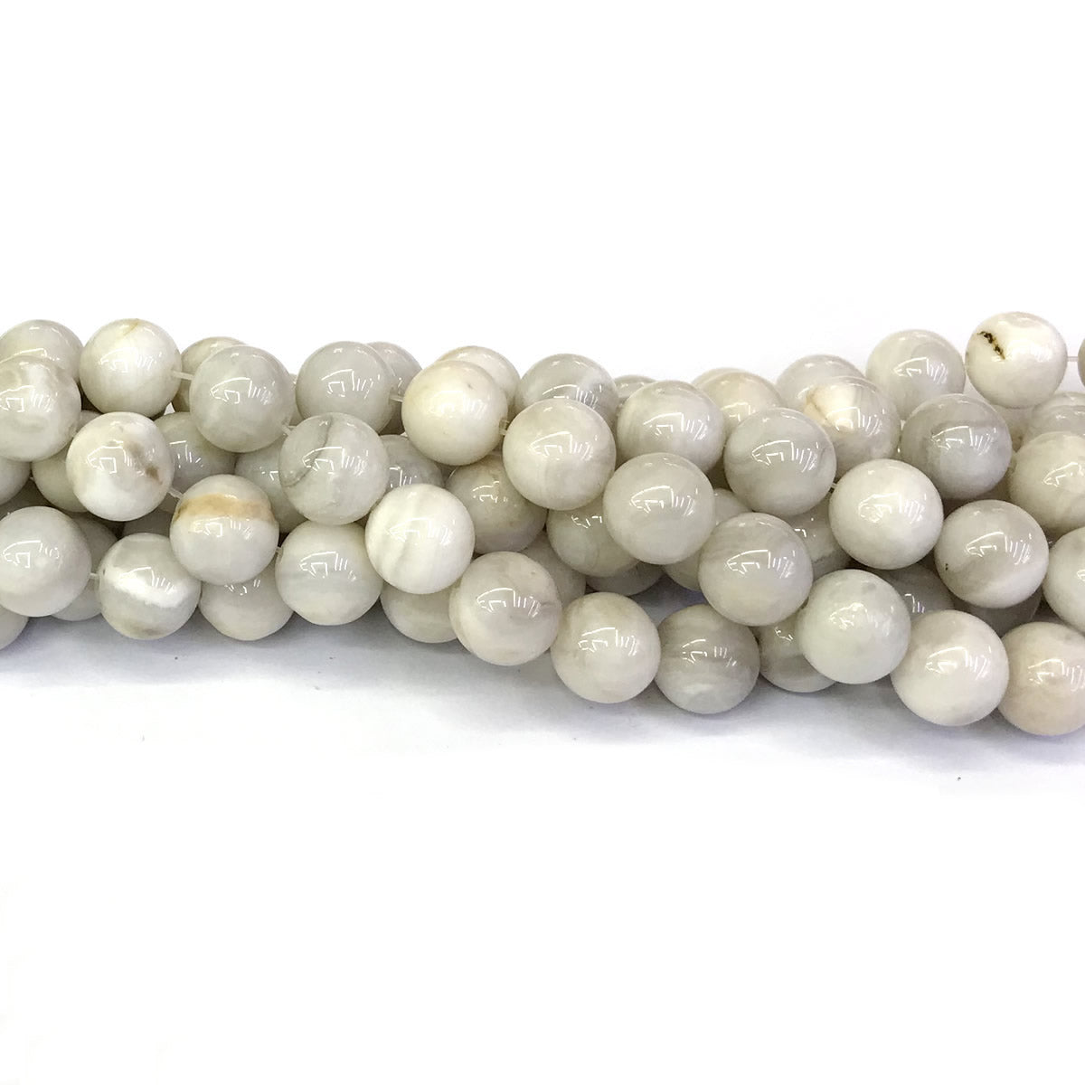 CAG294 White Crazy Lace Agate Beads Smooth Round 10mm 15" Strand