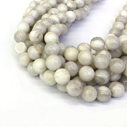 CAG294 White Crazy Lace Agate Beads Smooth Round 10mm 15" Strand