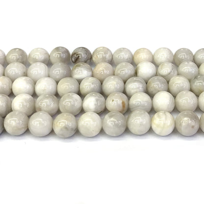 CAG295 White Crazy Lace Agate Beads Smooth Round 12mm 15" Strand