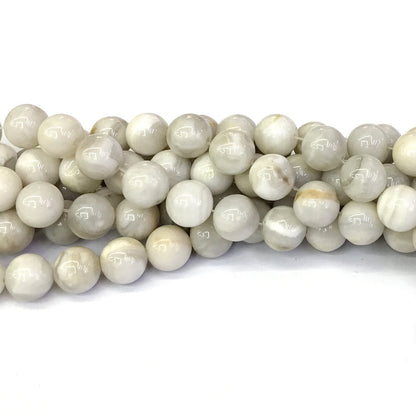 CAG295 White Crazy Lace Agate Beads Smooth Round 12mm 15" Strand