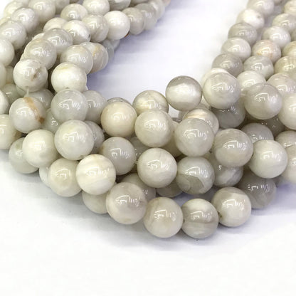 CAG295 White Crazy Lace Agate Beads Smooth Round 12mm 15" Strand