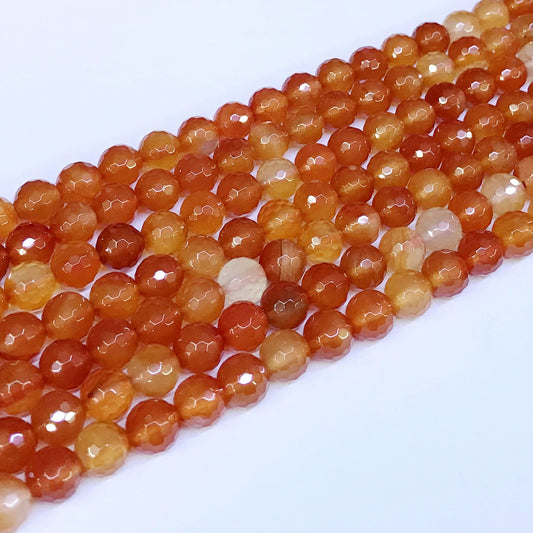 CAG40 Red Agate Beads Faceted Round 6mm 15" Strand