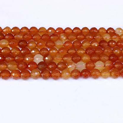 CAG40 Red Agate Beads Faceted Round 6mm 15" Strand