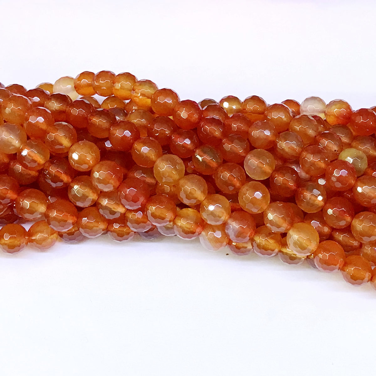 CAG40 Red Agate Beads Faceted Round 6mm 15" Strand