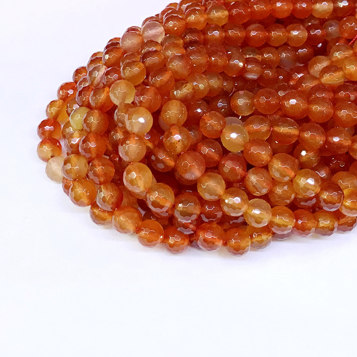 CAG40 Red Agate Beads Faceted Round 6mm 15" Strand